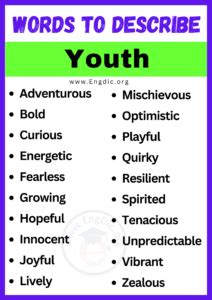 youth synonym|words to describe youth.